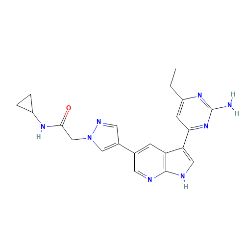 2-[4-[3-(2-amino-6-ethylpyrimidin-4-yl)-1H-pyrrolo[2,3-b]pyridin-5-yl]pyrazol-1-yl]-N-cyclopropylacetamide (CAS: 1203670-87-4) - Related Chemical Product