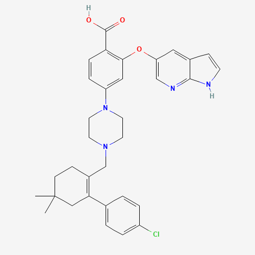 4-[4-[[2-(4-chlorophenyl)-4,4-dimethylcyclohexen-1-yl]methyl]piperazin-1-yl]-2-(1H-pyrrolo[2,3-b]pyridin-5-yloxy)benzoic acid (CAS: 1235865-77-6) - Related Chemical Product