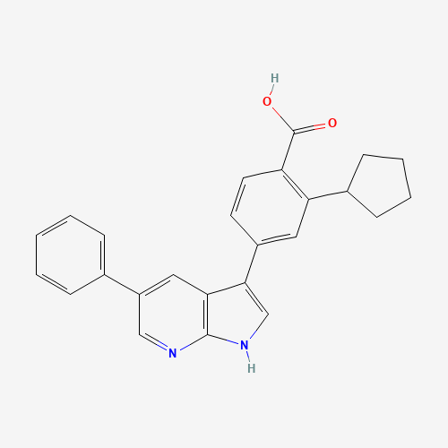 2-cyclopentyl-4-(5-phenyl-1H-pyrrolo[2,3-b]pyridin-3-yl)benzoic acid (CAS: 890842-28-1) - Chemical Structure and Molecular Formula 