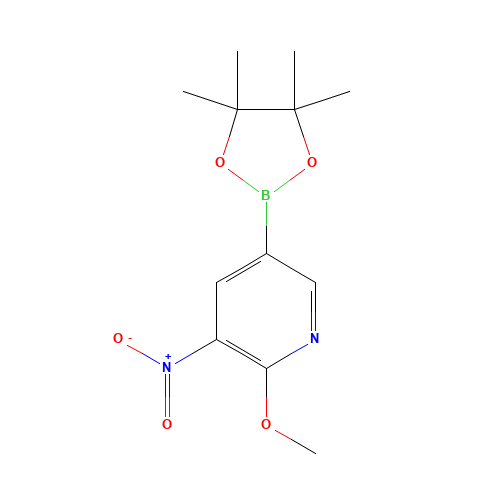 2-methoxy-3-nitro-5-(4,4,5,5-tetramethyl-1,3,2-dioxaborolan-2-yl)pyridine (CAS: 1083168-94-8) - Chemical Structure and Molecular Formula 