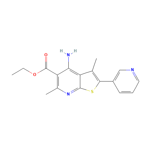 ethyl 4-amino-3,6-dimethyl-2-pyridin-3-ylthieno[2,3-b]pyridine-5-carboxylate (CAS: 1312594-31-2) - Chemical Structure and Molecular Formula 