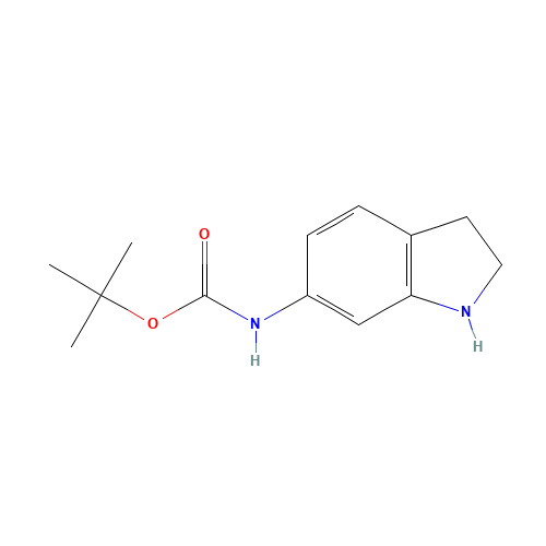 tert-butyl N-(2,3-dihydro-1H-indol-6-yl)carbamate (CAS: 885270-09-7) - Chemical Structure and Molecular Formula 