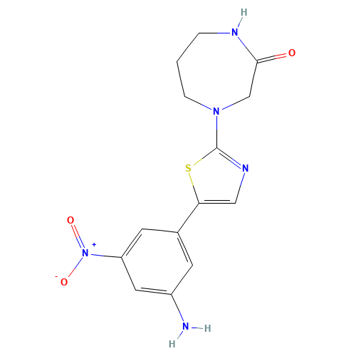 4-[5-(3-amino-5-nitrophenyl)-1,3-thiazol-2-yl]-1,4-diazepan-2-one (CAS: 1312572-75-0) - Chemical Structure and Molecular Formula 