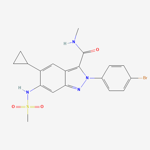 2-(4-bromophenyl)-5-cyclopropyl-6-(methanesulfonamido)-N-methylindazole-3-carboxamide (CAS: 1373839-55-4) - Chemical Structure and Molecular Formula 