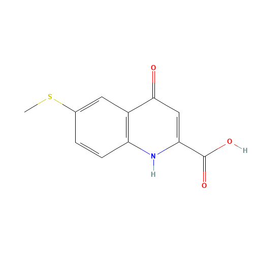 6-methylsulfanyl-4-oxo-1H-quinoline-2-carboxylic acid (CAS: 123158-10-1) - Chemical Structure and Molecular Formula 