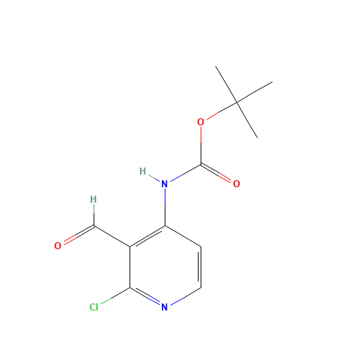 tert-butyl N-(2-chloro-3-formylpyridin-4-yl)carbamate (CAS: 893423-62-6) - Chemical Structure and Molecular Formula 