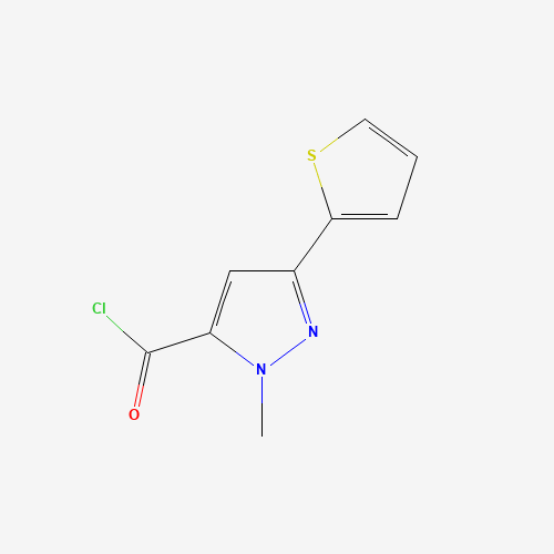 2-methyl-5-thiophen-2-ylpyrazole-3-carbonyl chloride (CAS: 876316-45-9) - Chemical Structure and Molecular Formula 