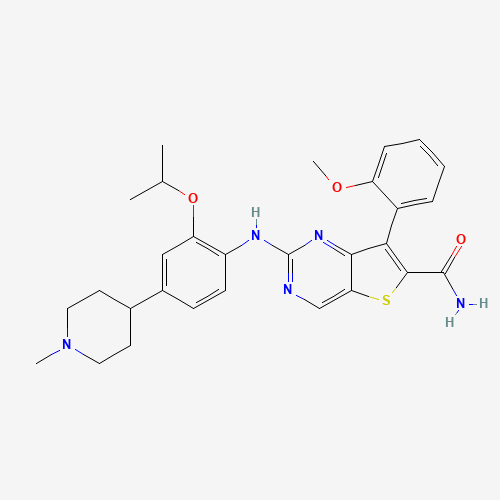 7-(2-methoxyphenyl)-2-[4-(1-methylpiperidin-4-yl)-2-propan-2-yloxyanilino]thieno[3,2-d]pyrimidine-6-carboxamide (CAS: 1462947-68-7) - Related Chemical Product