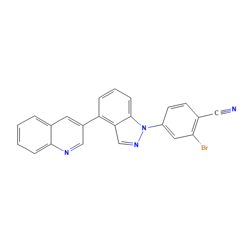 2-bromo-4-(4-quinolin-3-ylindazol-1-yl)benzonitrile (CAS: 1246307-59-4) - Chemical Structure and Molecular Formula 