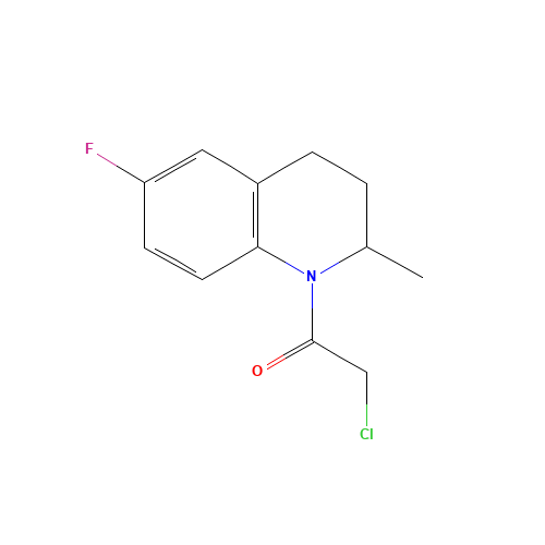 2-chloro-1-(6-fluoro-2-methyl-3,4-dihydro-2H-quinolin-1-yl)ethanone (CAS: 544692-44-6) - Chemical Structure and Molecular Formula 