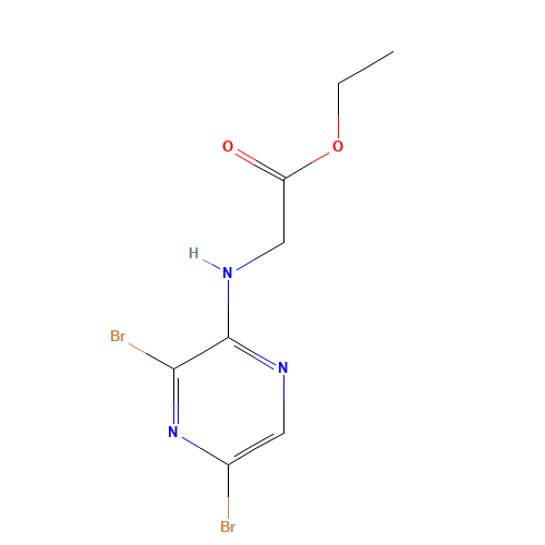 ethyl 2-[(3,5-dibromopyrazin-2-yl)amino]acetate (CAS: 1228013-60-2) - Chemical Structure and Molecular Formula 
