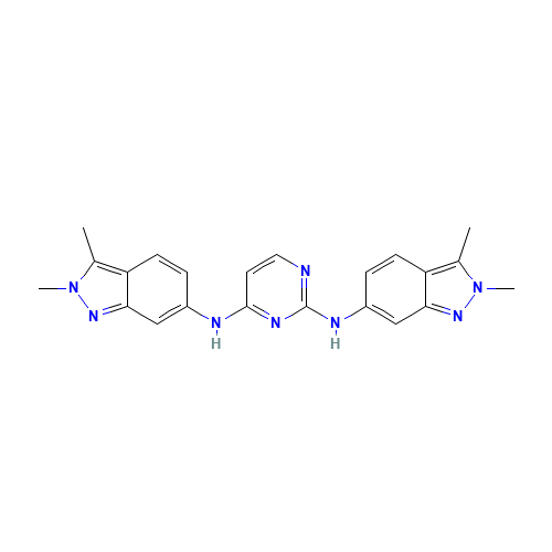 2-N,4-N-bis(2,3-dimethylindazol-6-yl)pyrimidine-2,4-diamine (CAS: 1226499-98-4) - Chemical Structure and Molecular Formula 