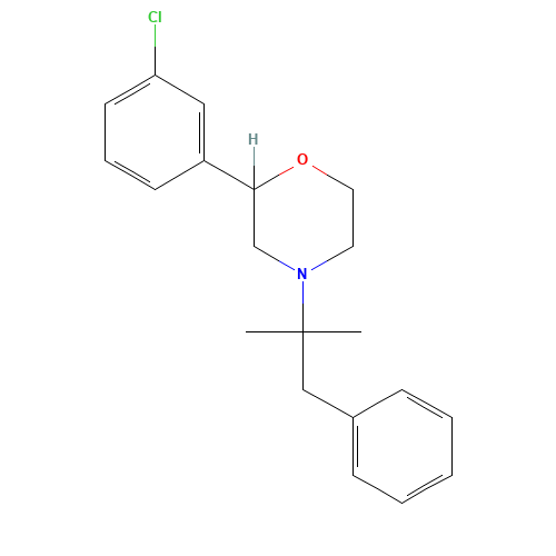 2-(3-chlorophenyl)-4-(2-methyl-1-phenylpropan-2-yl)morpholine (CAS: 119491-62-2) - Chemical Structure and Molecular Formula 