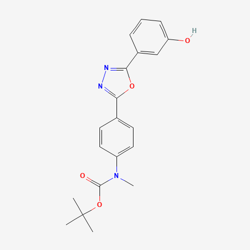tert-butyl N-[4-[5-(3-hydroxyphenyl)-1,3,4-oxadiazol-2-yl]phenyl]-N-methylcarbamate (CAS: 1196987-74-2) - Chemical Structure and Molecular Formula 