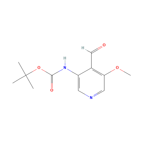 tert-butyl N-(4-formyl-5-methoxypyridin-3-yl)carbamate (CAS: 1049677-54-4) - Chemical Structure and Molecular Formula 