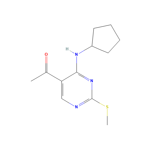 1-[4-(cyclopentylamino)-2-methylsulfanylpyrimidin-5-yl]ethanone (CAS: 362656-11-9) - Chemical Structure and Molecular Formula 
