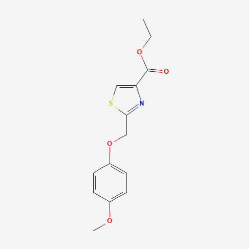 ethyl 2-[(4-methoxyphenoxy)methyl]-1,3-thiazole-4-carboxylate (CAS: 262855-35-6) - Chemical Structure and Molecular Formula 