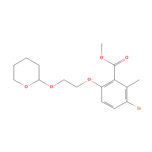 methyl 3-bromo-2-methyl-6-[2-(oxan-2-yloxy)ethoxy]benzoate (CAS: 1616288-88-0) - Chemical Structure and Molecular Formula 