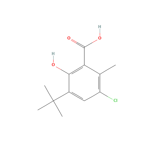 3-tert-butyl-5-chloro-2-hydroxy-6-methylbenzoic acid (CAS: 41648-48-0) - Chemical Structure and Molecular Formula 
