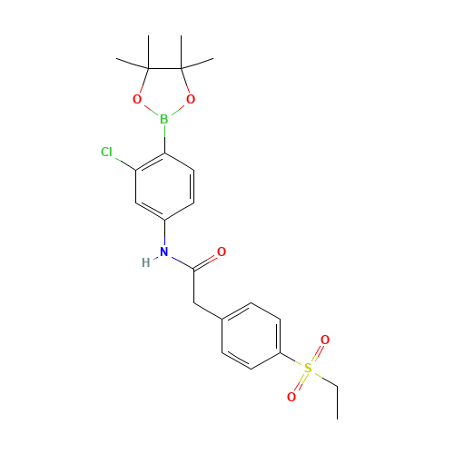 N-[3-chloro-4-(4,4,5,5-tetramethyl-1,3,2-dioxaborolan-2-yl)phenyl]-2-(4-ethylsulfonylphenyl)acetamide (CAS: 1426804-59-2) - Chemical Structure and Molecular Formula 