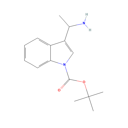 tert-butyl 3-(1-aminoethyl)indole-1-carboxylate (CAS: 317830-77-6) - Chemical Structure and Molecular Formula 
