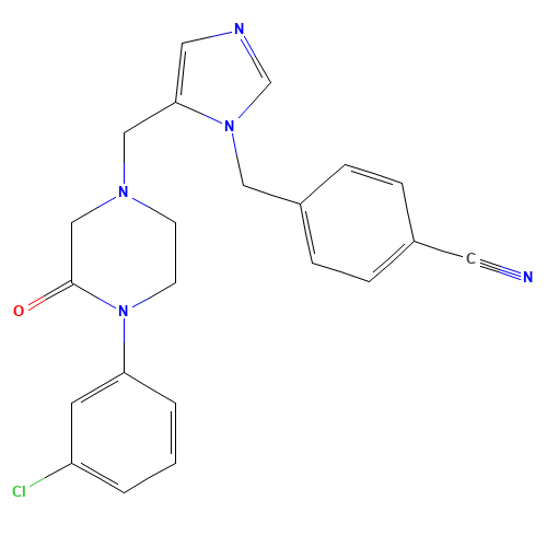 4-[[5-[[4-(3-chlorophenyl)-3-oxopiperazin-1-yl]methyl]imidazol-1-yl]methyl]benzonitrile (CAS: 183499-57-2) - Related Chemical Product