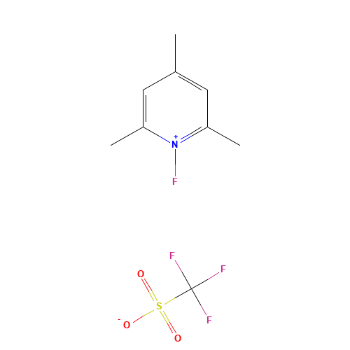 1-fluoro-2,4,6-trimethylpyridin-1-ium;trifluoromethanesulfonate (CAS: 107264-00-6) - Chemical Structure and Molecular Formula 