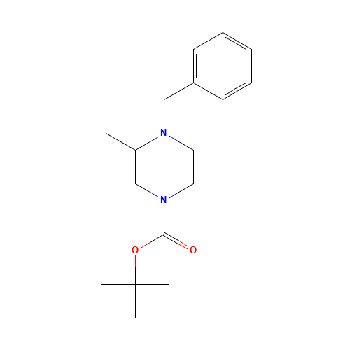 tert-butyl 4-benzyl-3-methylpiperazine-1-carboxylate (CAS: 741287-37-6) - Chemical Structure and Molecular Formula 