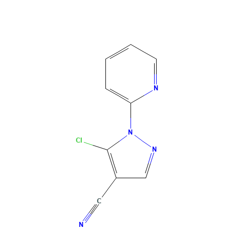 5-chloro-1-pyridin-2-ylpyrazole-4-carbonitrile (CAS: 104771-35-9) - Chemical Structure and Molecular Formula 