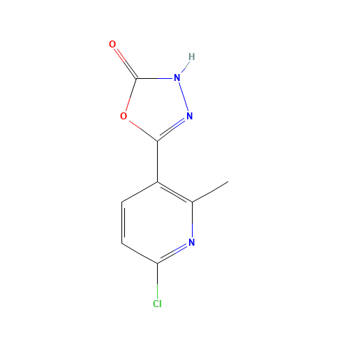 5-(6-chloro-2-methylpyridin-3-yl)-3H-1,3,4-oxadiazol-2-one (CAS: 1093880-10-4) - Chemical Structure and Molecular Formula 