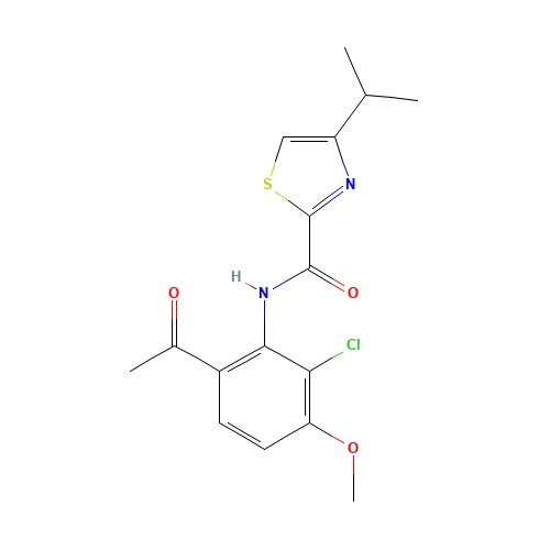 N-(6-acetyl-2-chloro-3-methoxyphenyl)-4-propan-2-yl-1,3-thiazole-2-carboxamide (CAS: 923289-37-6) - Related Chemical Product