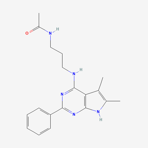 N-[3-[(5,6-dimethyl-2-phenyl-7H-pyrrolo[2,3-d]pyrimidin-4-yl)amino]propyl]acetamide (CAS: 251946-23-3) - Related Chemical Product