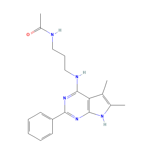 N-[3-[(5,6-dimethyl-2-phenyl-7H-pyrrolo[2,3-d]pyrimidin-4-yl)amino]propyl]acetamide (CAS: 251946-23-3) - Related Chemical Product
