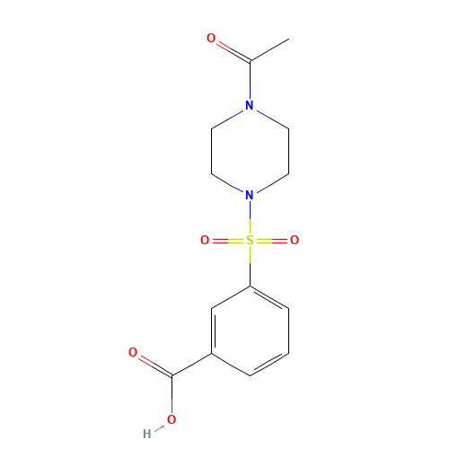 3-(4-acetylpiperazin-1-yl)sulfonylbenzoic acid (CAS: 568577-57-1) - Chemical Structure and Molecular Formula 