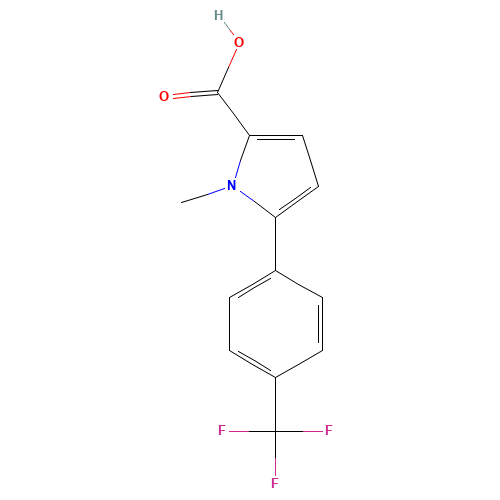 1-methyl-5-[4-(trifluoromethyl)phenyl]pyrrole-2-carboxylic acid (CAS: 1153905-13-5) - Chemical Structure and Molecular Formula 