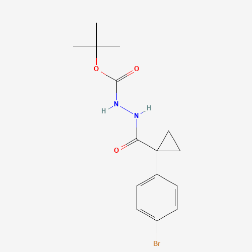 tert-butyl N-[[1-(4-bromophenyl)cyclopropanecarbonyl]amino]carbamate (CAS: 1403396-19-9) - Chemical Structure and Molecular Formula 