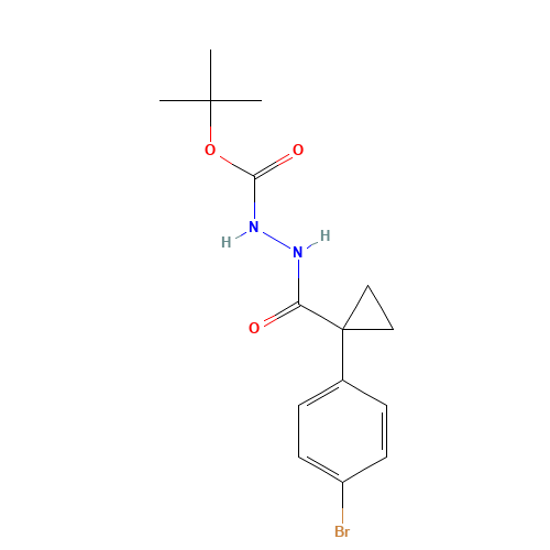 tert-butyl N-[[1-(4-bromophenyl)cyclopropanecarbonyl]amino]carbamate (CAS: 1403396-19-9) - Chemical Structure and Molecular Formula 