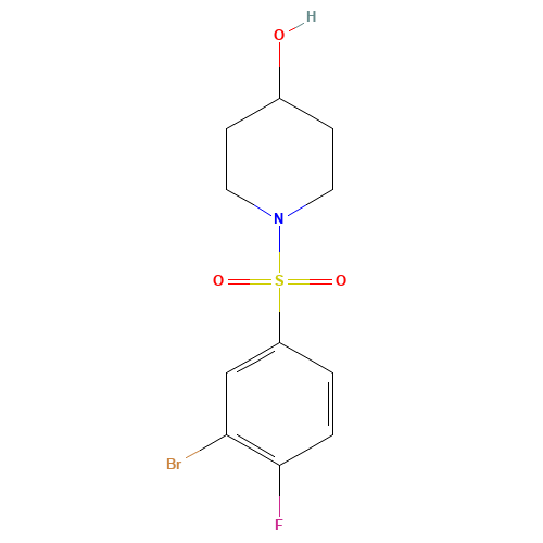 1-(3-bromo-4-fluorophenyl)sulfonylpiperidin-4-ol (CAS: 1446237-72-4) - Chemical Structure and Molecular Formula 