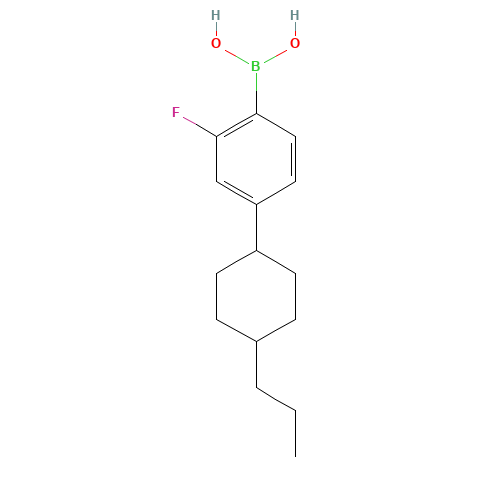 [2-fluoro-4-(4-propylcyclohexyl)phenyl]boronic acid (CAS: 159119-10-5) - Chemical Structure and Molecular Formula 