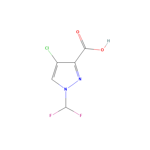 4-chloro-1-(difluoromethyl)pyrazole-3-carboxylic acid (CAS: 1310350-99-2) - Chemical Structure and Molecular Formula 