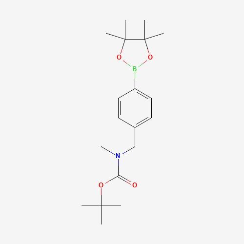 tert-butyl N-methyl-N-[[4-(4,4,5,5-tetramethyl-1,3,2-dioxaborolan-2-yl)phenyl]methyl]carbamate (CAS: 936728-17-5) - Chemical Structure and Molecular Formula 