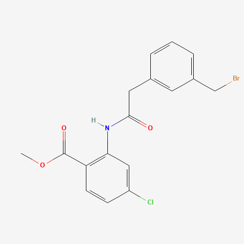 methyl 2-[[2-[3-(bromomethyl)phenyl]acetyl]amino]-4-chlorobenzoate (CAS: 142327-14-8) - Chemical Structure and Molecular Formula 