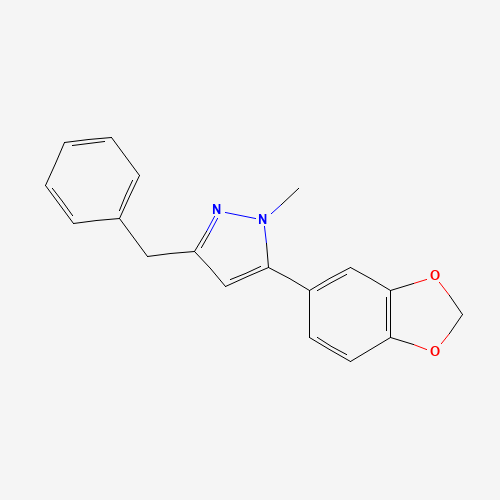 5-(1,3-benzodioxol-5-yl)-3-benzyl-1-methylpyrazole (CAS: 908329-91-9) - Chemical Structure and Molecular Formula 