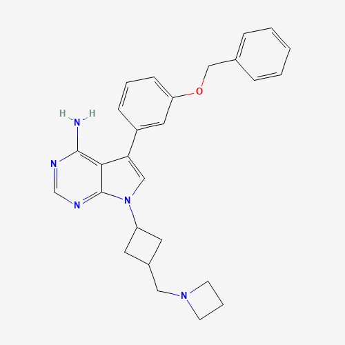 7-[3-(azetidin-1-ylmethyl)cyclobutyl]-5-(3-phenylmethoxyphenyl)pyrrolo[2,3-d]pyrimidin-4-amine (CAS: 475488-34-7) - Chemical Structure and Molecular Formula 