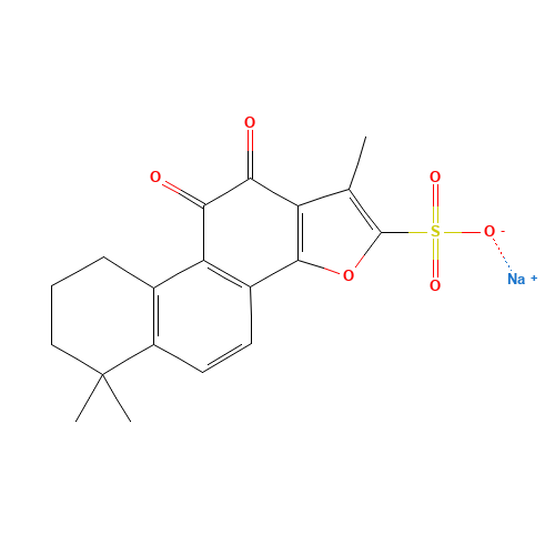 sodium;1,6,6-trimethyl-10,11-dioxo-8,9-dihydro-7H-naphtho[1,2-g][1]benzofuran-2-sulfonate (CAS: 69659-80-9) - Chemical Structure and Molecular Formula 