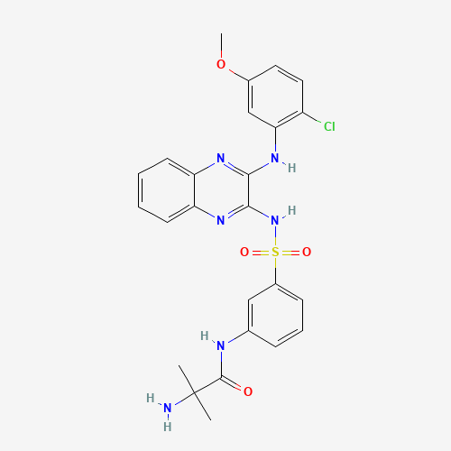 2-amino-N-[3-[[3-(2-chloro-5-methoxyanilino)quinoxalin-2-yl]sulfamoyl]phenyl]-2-methylpropanamide (CAS: 934526-89-3) - Chemical Structure and Molecular Formula 
