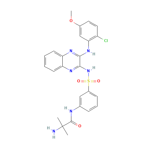 2-amino-N-[3-[[3-(2-chloro-5-methoxyanilino)quinoxalin-2-yl]sulfamoyl]phenyl]-2-methylpropanamide (CAS: 934526-89-3) - Related Chemical Product