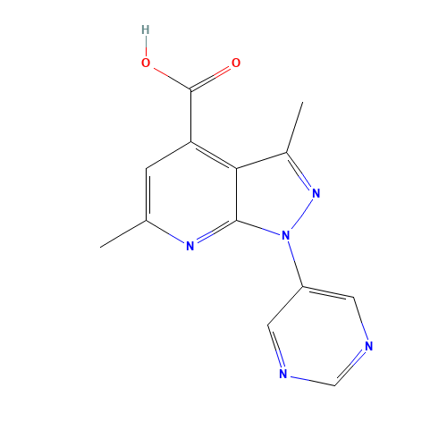 3,6-dimethyl-1-pyrimidin-5-ylpyrazolo[3,4-b]pyridine-4-carboxylic acid (CAS: 1417333-10-8) - Related Chemical Product