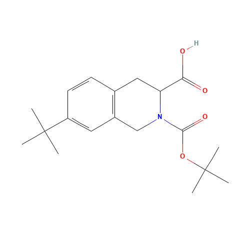 7-tert-butyl-2-[(2-methylpropan-2-yl)oxycarbonyl]-3,4-dihydro-1H-isoquinoline-3-carboxylic acid (CAS: 545394-19-2) - Chemical Structure and Molecular Formula 