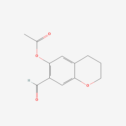 (7-formyl-3,4-dihydro-2H-chromen-6-yl) acetate (CAS: 103460-66-8) - Chemical Structure and Molecular Formula 